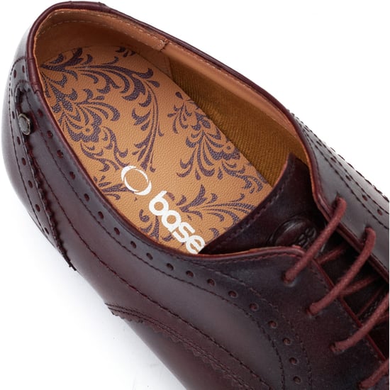 Base London Barbera Mens Brogue Shoes Dark Red - Image 3
