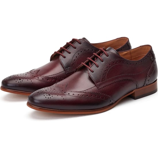 Base London Barbera Mens Brogue Shoes Dark Red - Image 5