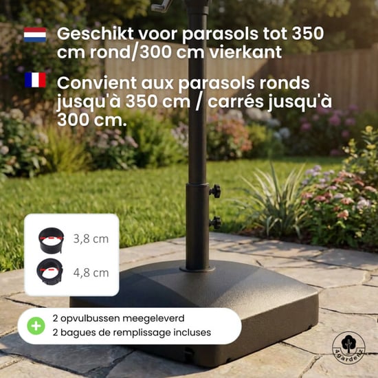 4gardenz Parasolvoet met wielen voor Ø38/48mm parasols max 70 kg - Image 5