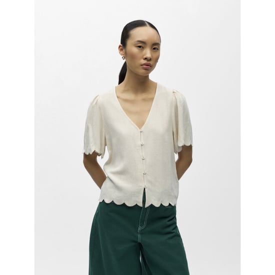 Object objsanne 2/4 lo v-neck top noos 23048114 sandshell - Image 2