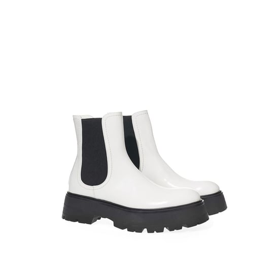 Alexander McQueen Zwarte En Witte Leren Chelsea Boots - Image 4
