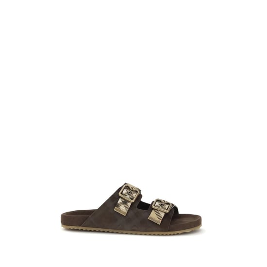 Burberry Brun Kalvskinn Bos Taurus Platta Sandaler - Image 1