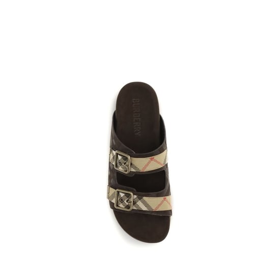 Burberry Brun Kalvskinn Bos Taurus Platta Sandaler - Image 4