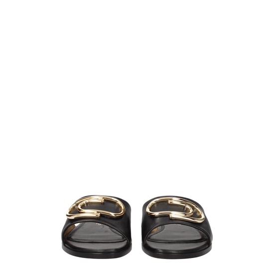 Off-White Zwarte Leren Slippers - Image 3