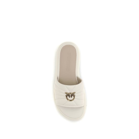 PINKO Beige Calf Leather Bos Taurus Plat Sandalen - Image 4