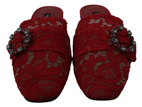 Dolce & Gabbana Rode Kant Kristal Instap Ballerina's - Image 2