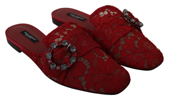 Dolce & Gabbana Rode Kant Kristal Instap Ballerina's - Image 3