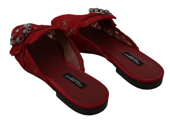 Dolce & Gabbana Rode Kant Kristal Instap Ballerina's - Image 4