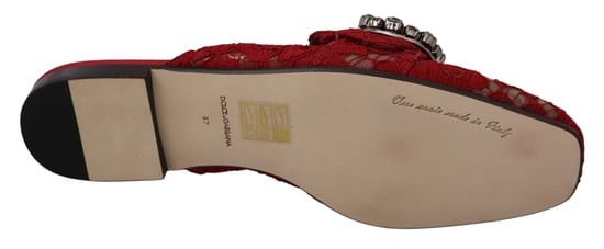 Dolce & Gabbana Rode Kant Kristal Instap Ballerina's - Image 6