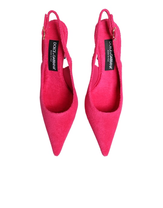 Dolce & Gabbana Roze Suède Hoge Hakken Slingback Schoenen - Image 4