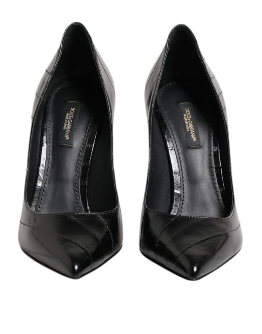 Dolce & Gabbana Zwarte Leren Stiletto Hoge Hakken Pumps Schoenen - Image 2