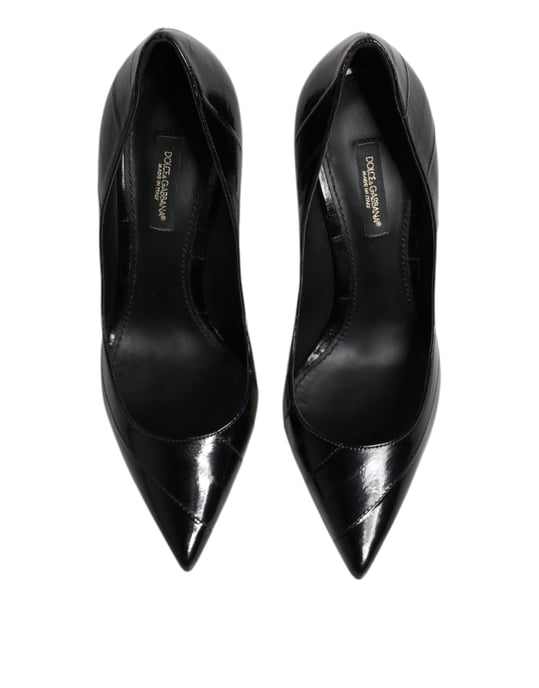 Dolce & Gabbana Zwarte Leren Stiletto Hoge Hakken Pumps Schoenen - Image 3