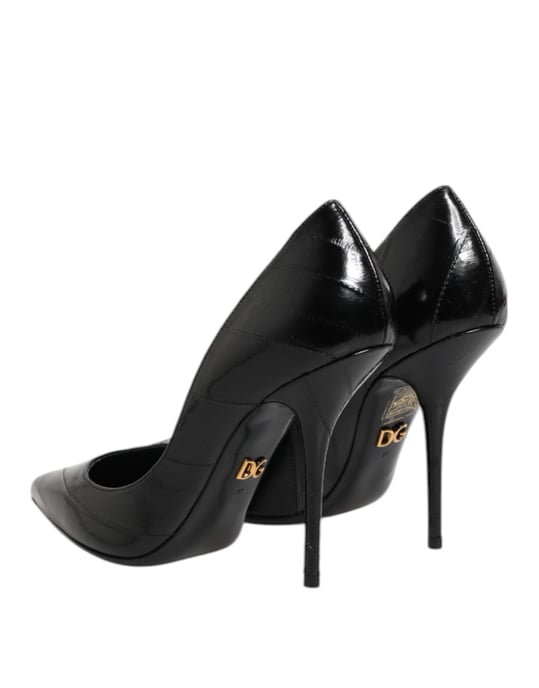Dolce & Gabbana Zwarte Leren Stiletto Hoge Hakken Pumps Schoenen - Image 5