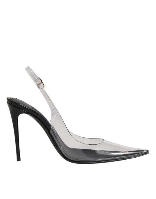 Dolce & Gabbana Zwarte Leren Heldere PVC Slingback Pumps Schoenen - Image 2