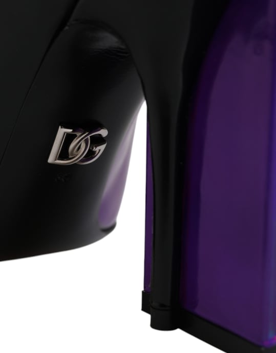 Dolce & Gabbana Lila Svart Spetsiga Ankelstövlar Skor - Image 6