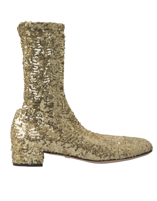 Dolce & Gabbana Guld Pärlade Korta Stövlar Stretch Skor - Image 1