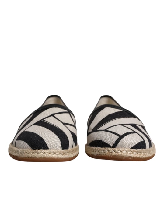 Dolce & Gabbana Zwart Witte Strepen Instap Espadrille Schoenen - Image 2