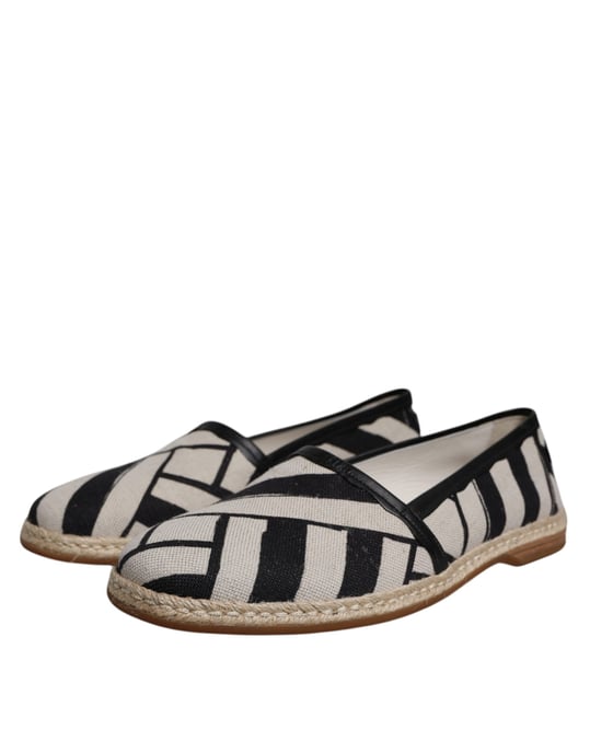 Dolce & Gabbana Zwart Witte Strepen Instap Espadrille Schoenen - Image 3
