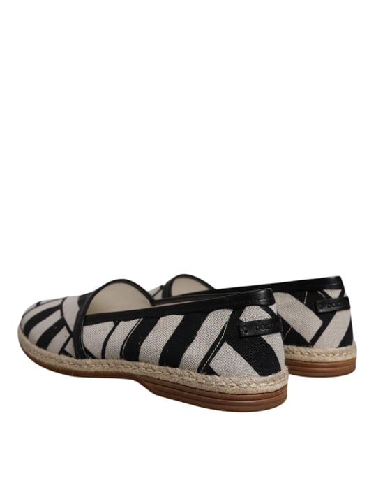Dolce & Gabbana Zwart Witte Strepen Instap Espadrille Schoenen - Image 4