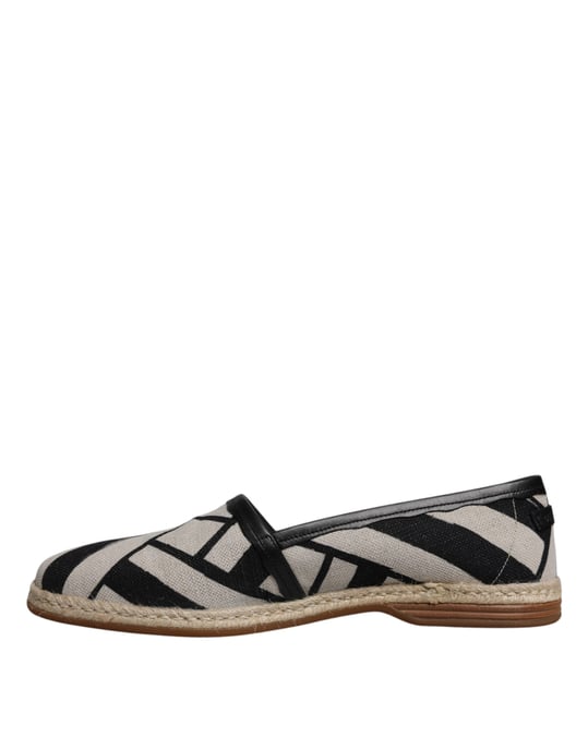 Dolce & Gabbana Zwart Witte Strepen Instap Espadrille Schoenen - Image 5