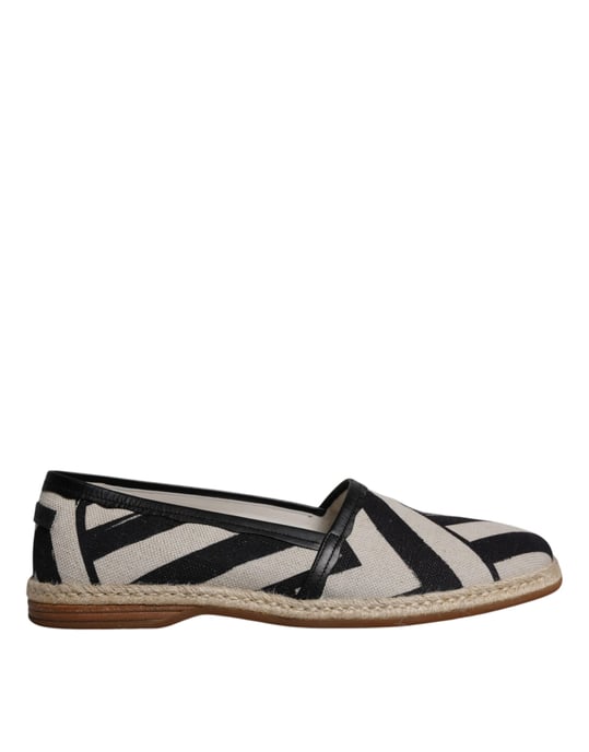 Dolce & Gabbana Zwart Witte Strepen Instap Espadrille Schoenen - Image 6