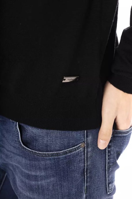 Baldinini Trend Black Fabric Men Sweater Turtleneck - Image 4