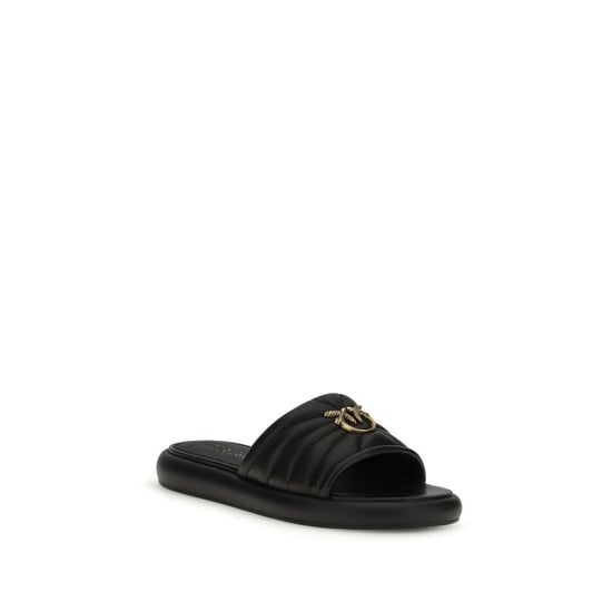 PINKO Zwarte Kalfsleren Bos Taurus Slippers - Image 2