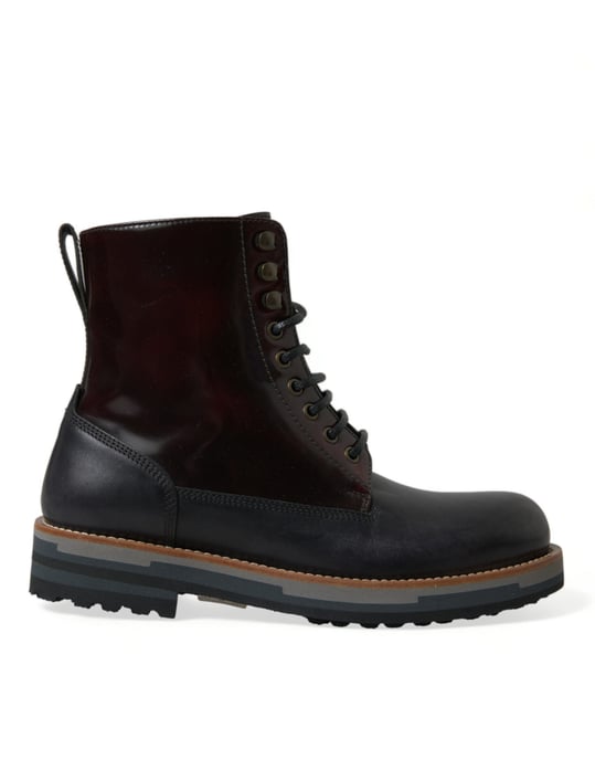 Dolce & Gabbana Zwarte Leren Militaire Gevechtslaarzen Schoenen - Image 1