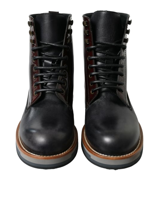 Dolce & Gabbana Zwarte Leren Militaire Gevechtslaarzen Schoenen - Image 2