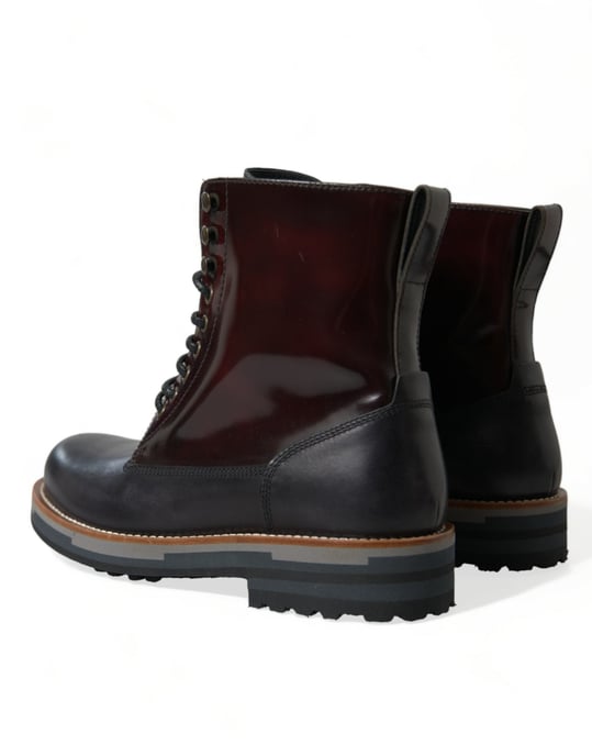 Dolce & Gabbana Zwarte Leren Militaire Gevechtslaarzen Schoenen - Image 4