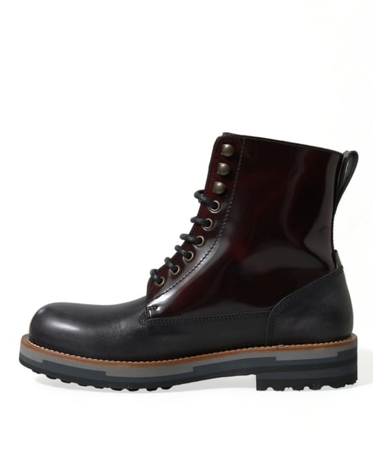 Dolce & Gabbana Zwarte Leren Militaire Gevechtslaarzen Schoenen - Image 5