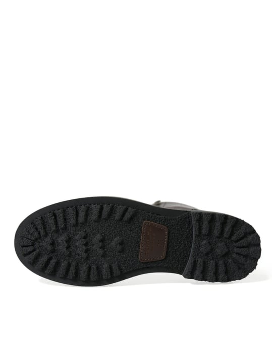Dolce & Gabbana Zwarte Leren Militaire Gevechtslaarzen Schoenen - Image 6