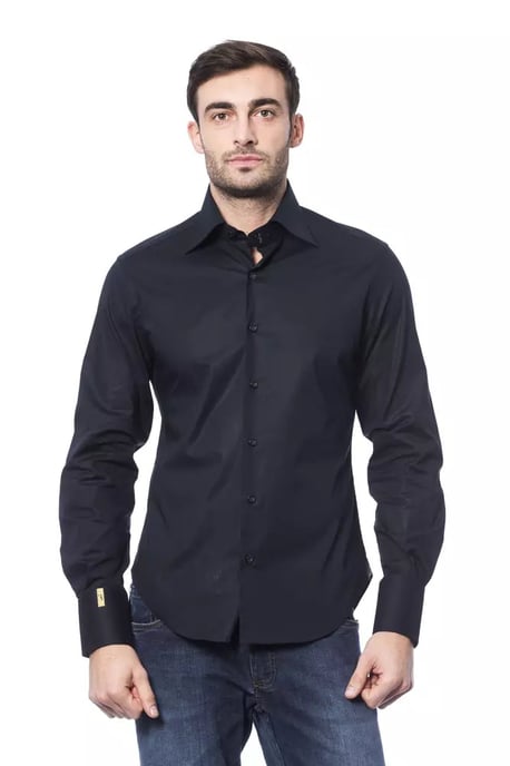 Billionaire Italian Couture Blue Cotton Men Shirt - Image 1