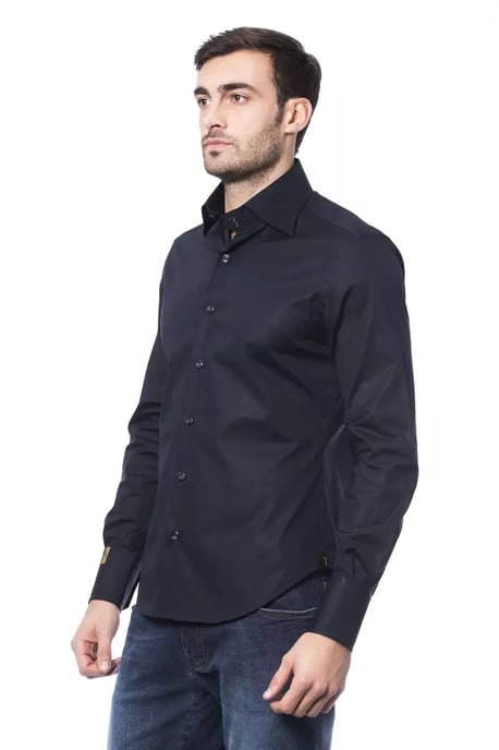 Billionaire Italian Couture Blue Cotton Men Shirt - Image 2