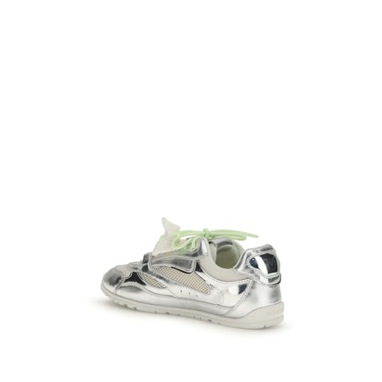 PINKO Silver Calf Leather Bos Taurus Athletic Sneakers - Image 3