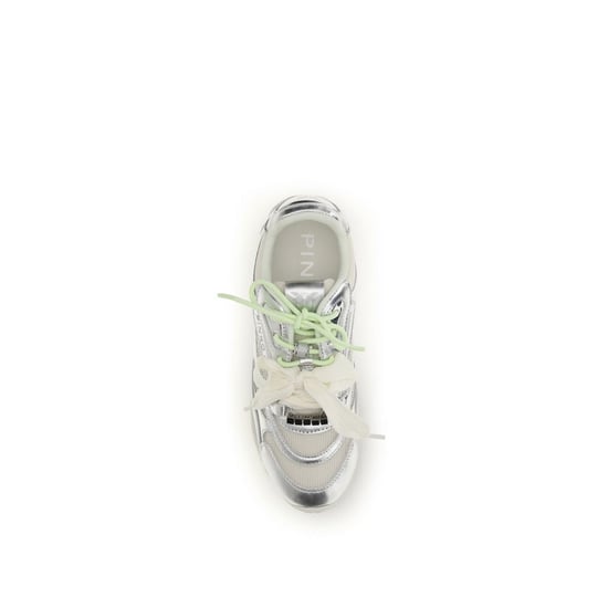 PINKO Silver Calf Leather Bos Taurus Athletic Sneakers - Image 4