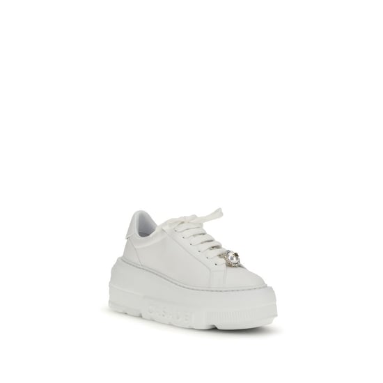 Casadei Witte Kalfsleren Bos Taurus Platform Sneakers - Image 2