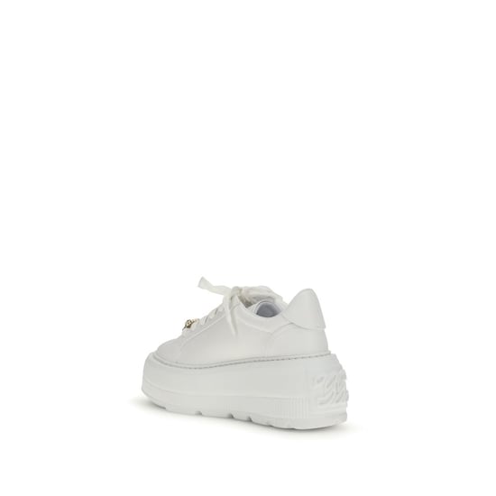 Casadei Witte Kalfsleren Bos Taurus Platform Sneakers - Image 3