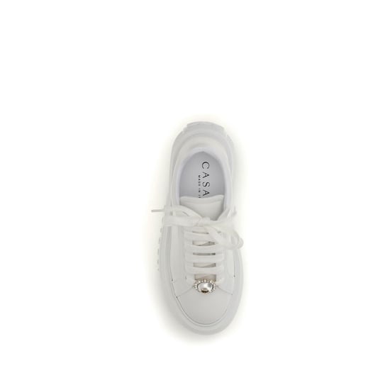 Casadei Witte Kalfsleren Bos Taurus Platform Sneakers - Image 4