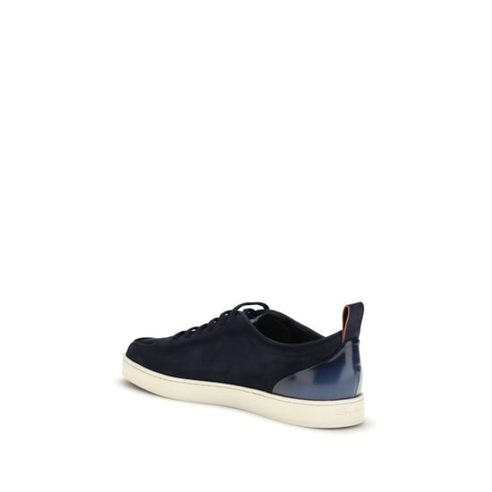 Santoni Blauw Calf Leather Bos Taurus Lage Sneakers - Image 3