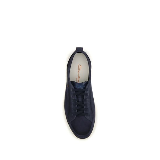 Santoni Blauw Calf Leather Bos Taurus Lage Sneakers - Image 4