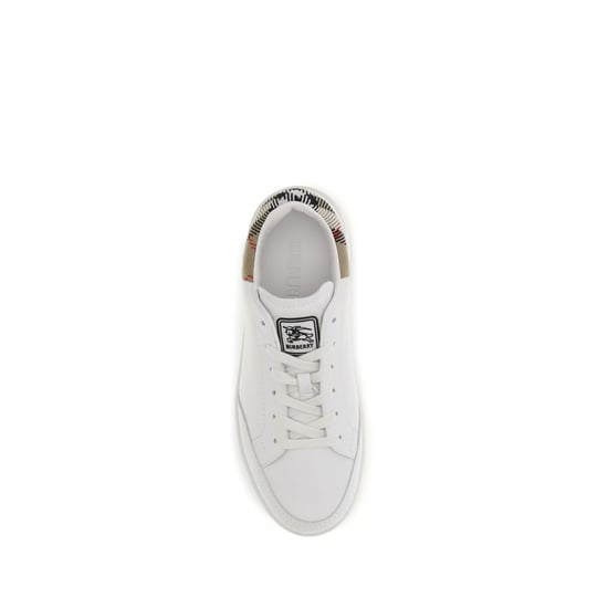 Burberry Witte Kalfskin Bos Taurus Lage Sneakers - Image 4