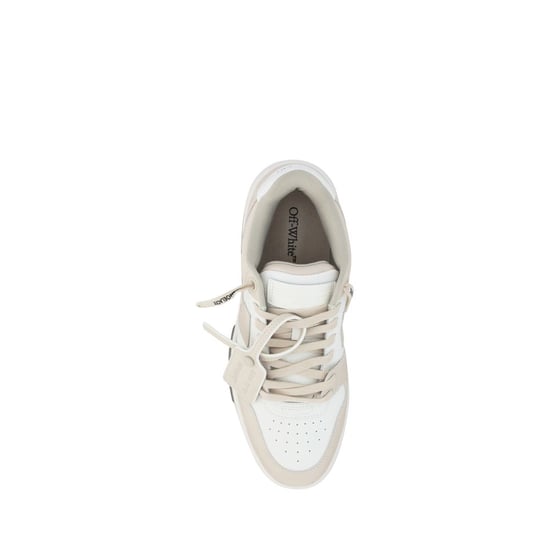 Off-White Beige Polyester Lage Sneakers - Image 4