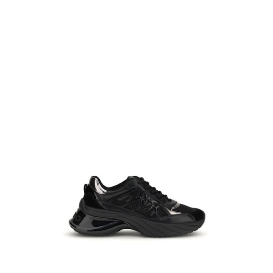 PINKO Zwarte Kalfsleren Bos Taurus Chunky Sneakers - Image 1