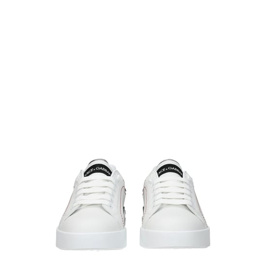 Portofino Sneakers - Dolce & Gabbana - Vit/Silver - Läder - Image 3