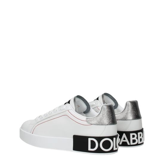 Portofino Sneakers - Dolce & Gabbana - Vit/Silver - Läder - Image 4