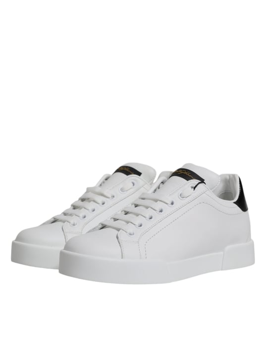 Dolce & Gabbana Witte Leren Klassieke Lage Sneakers Schoenen - Image 4