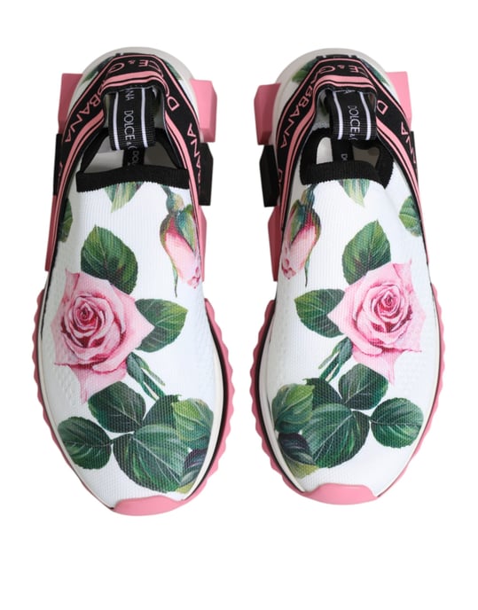 Dolce & Gabbana Witte Rozenprint Sorrento Sneakers Schoenen - Image 4
