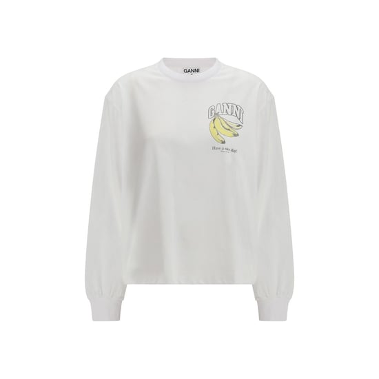 Ganni Witte Katoenen Lange Mouwen T-Shirt - Image 1