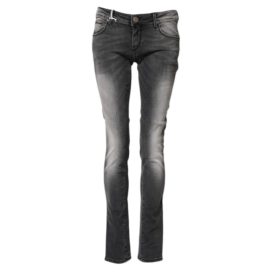 Acht Mörkgrå Bomulls Slim Fit Denim Låg Midja Jeans - Image 5